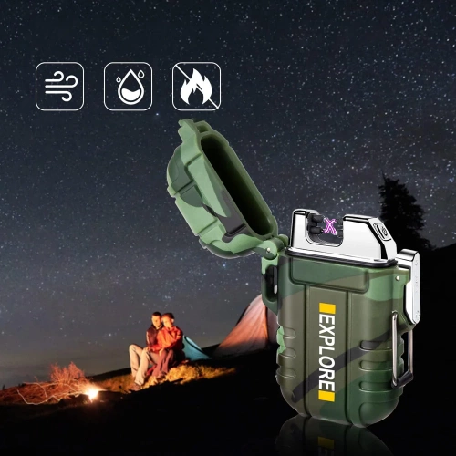 Plasma-Feuerzeug | Outdoor Survival, wasserdicht, USB-aufladbar | grün | JL-F12-Green