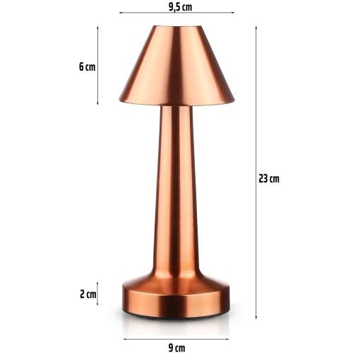 Kabellose Tischleuchte | Touch-Nachtleuchte mit einstellbarer Lichtfarbe | USB-Leuchte | HJA12-COPPER