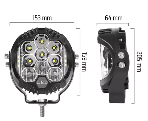 Arbeitslampe LED 7" 50W 5000lm | 2-in-1 | Tagfahrlicht + Fernlicht | WL002-50W