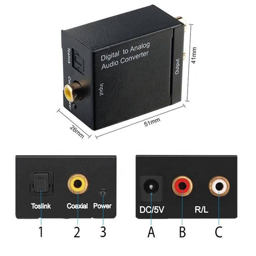 Signalwandler AUDIO - Koaxial / Toslink SPDIF - RCA | F101