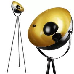 Metall-Stehleuchte | modernes, stilvolles Design für Wohnzimmer und Schlafzimmer | schwarz-gold | DYT-L125-BLACK