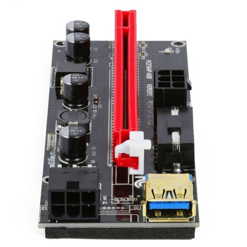 Riser 009S Gold | Hochwertiger PCI-E Riser | Grafikkartenerweiterung Adapterkarte mit Stromversorgung USB 3.0-Kabe und 6PIN SATA Stromkabel