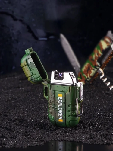 Plasma-Feuerzeug | Outdoor Survival, wasserdicht, USB-aufladbar | grün | JL-F12-Green