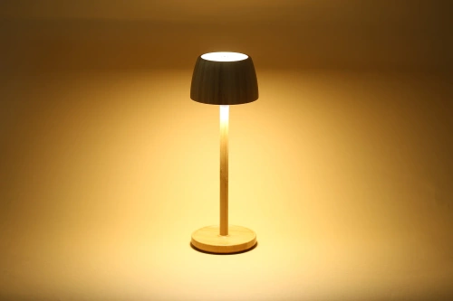 LED-Tischleuchte aus Bambus | Touch-Steuerung für Farbtemperatur | kabellose Nachtleuchte mit integriertem 1.500 mAh Akku, USB-C | YG-VM41A