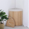 Natürlicher Wäschekorb | Bambus-Spielzeugkiste | Holzwäschekorb | Einzelkorb für Wäsche im Badezimmer | Eckkorb | AYL-60L-LIBR
