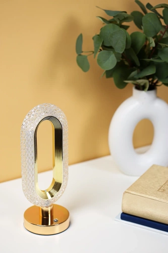 Moderne Tischlampe | LED-Lampe mit integriertem Akku | Nachtlicht mit Touch-Steuerung | FWD-C26-GOLD