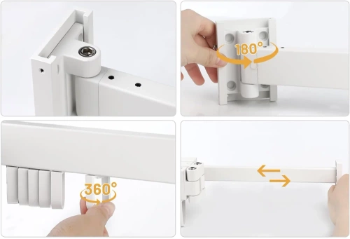 Kleiderständer klappbar | Wandmontage, ausziehbar, mit Haken | weiß | LYJ-D60-WHITE