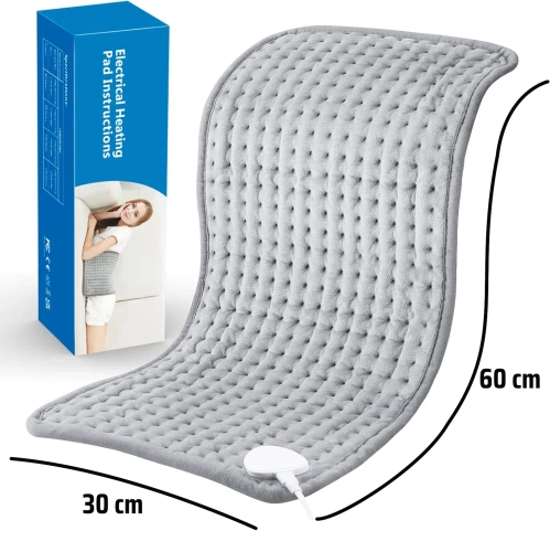 Elektrische Wärmeunterlage für Rücken, Muskeln und Gelenke | 30 x 60 cm | grau | HPD-3060-Grey