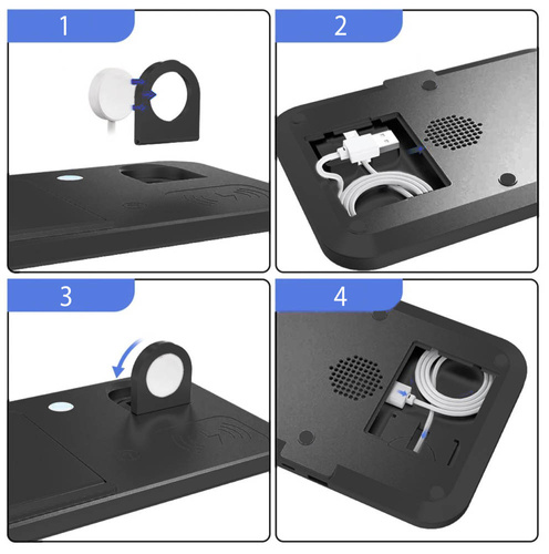 Ladestation für Apple iPhone, AirPods und Watch | 15 W kabelloses Ladegerät für Smartphone und Kopfhörer | Reiseversion | WD-04