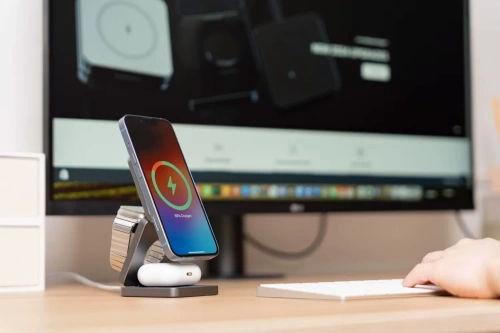 Ladegerät kabellos MagSafe | Dockingstation für iPhone, AirPods, Apple Watch | MD-28-15W-B