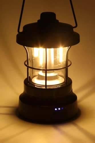 LED Campinglampe im Retro-Stil mit Powerbank-Funktion | Stufenlose Helligkeits- und Farbregelung | 3000mAh, 20-260lm, 5-120h, IPX6 | Weiß | MY-880