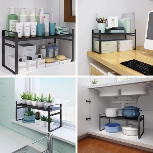 Badezimmerregal für Kosmetika | Metallständer 40 cm | Gewürzregal freistehend | MSK-L40CM-B