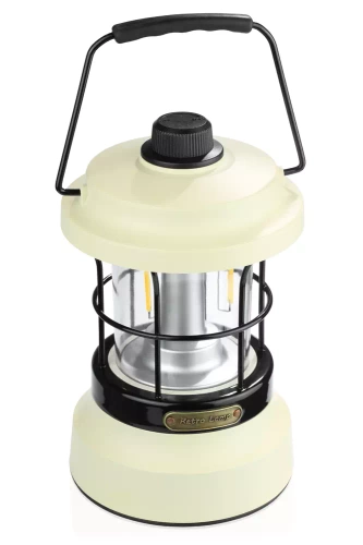 LED Campinglampe im Retro-Stil mit Powerbank-Funktion | Stufenlose Helligkeits- und Farbregelung | 3000mAh, 20-260lm, 5-120h, IPX6 | Weiß | MY-880