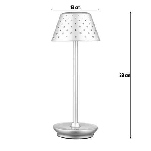 Tischlampe mit eingebautem Akku | Nachtlicht mit drei Leuchtfarben | Stimmungsvolle Lampe für Hotel, Restaurant | HJA15-SILVER
