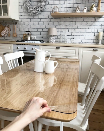 Schutzmatte für Küchentisch | transparente Schreibtisch- und Tischauflage | CZD-612-TSP