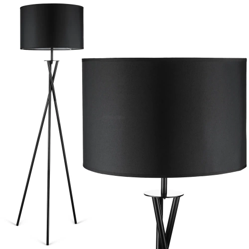 Schwarze Stehlampe | Modernes, stilvolles Licht für Wohnzimmer, Schlafzimmer | Schwarze Stehlampe mit Metallgestell | HM113-BLACK