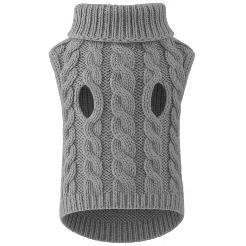 Weicher, elastischer Hundepullover, Katzenpullover | Größe M | Winter Rollkragenpullover | PET-014M-grey