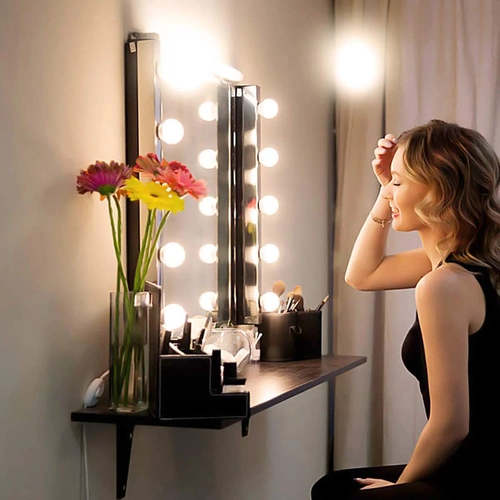Spiegelleuchten für Schminktisch, Make-up | 10 Stück, 3 Lichtfarben, Helligkeitsregelung, 2m USB-Kabel | HZJ-V10