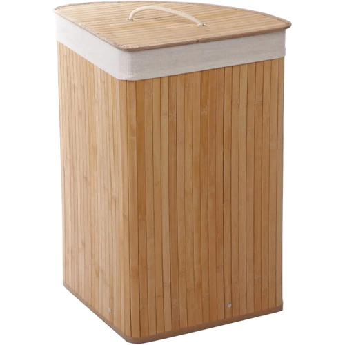 Natürlicher Wäschekorb | Bambus-Spielzeugkiste | Holzwäschekorb | Einzelkorb für Wäsche im Badezimmer | Eckkorb | AYL-60L-LIBR
