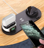 Qi-Dockingstation für Apple iPhone Airpods Watch | kabelloses Ladegerät 15W | 3 Stecker - USB-C / Lightning / Micro USB | WD-01