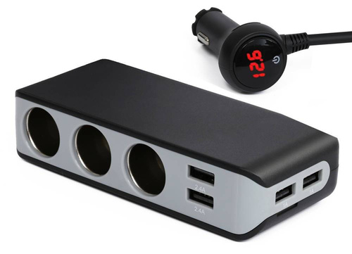 Kfz-Zigarettenanzünder-Adapter | Voltmeter | 4 USB-Anschlüsse | HC67B