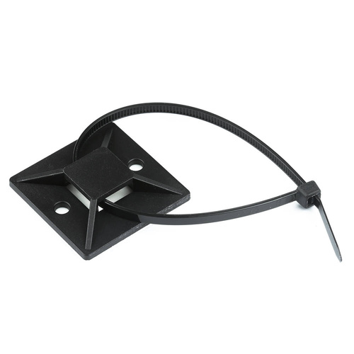 Kabel- und Leitungsorganizer Set | 10 Stück, mit Kabelbindern und Basis mit Schaumstoffklebeband, 40 mm | schwarz | KZ-D06-40MM