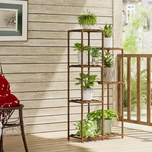 Holz-Pflanzenregal | Blumenständer für Blumentöpfe | Pflanzenständer | Modell NZ238-BAMBOO