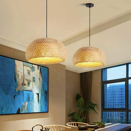 Bambus-Pendelleuchte | geflochten | 38 cm