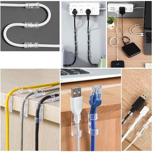 Set 10 Stück Kabel- und Draht-Organizer | Nano-Klips mit Klebeband | Transparent | KZ-D58