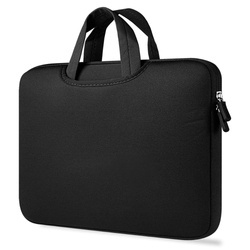 Laptoptasche aus Neopren | geeignet für 15,6 Zoll, mit Tragegriffen, zwei Seitentaschen | schwarz | BR04