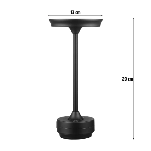 LED-Tischleuchte mit integriertem Akku | Nachttischleuchte mit drei Lichtfarben | Stimmungsleuchte für Hotel, Restaurant | schwarz | HJA30-BLACK