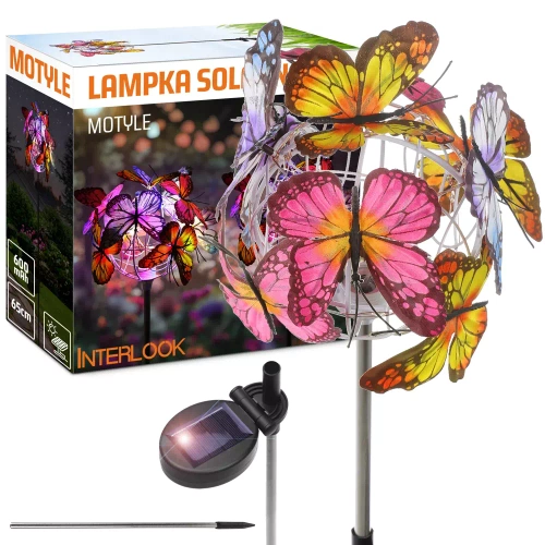 Solarblume | Solar-LED-Gartenlaterne Schmetterlinge | 65 cm, 600mAh | FLD-09-C