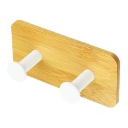 Bambus-Kleiderbügel | Handtuchhalter | Kleiderhaken mit zwei Haken | YG-DH13-WHITE