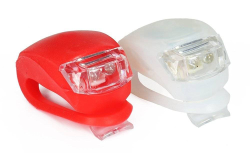 LED-Fahrradlichter | Silikonhülle, universelle Halterung | Set bestehend aus 2 Stück - weiß + rot | BL-01