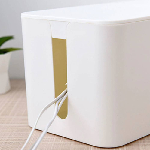 Kabel-Organizer BOX mit Handyhalterung | Behälter für Steckdosenleisten und Kabel | JB2318-Weiß
