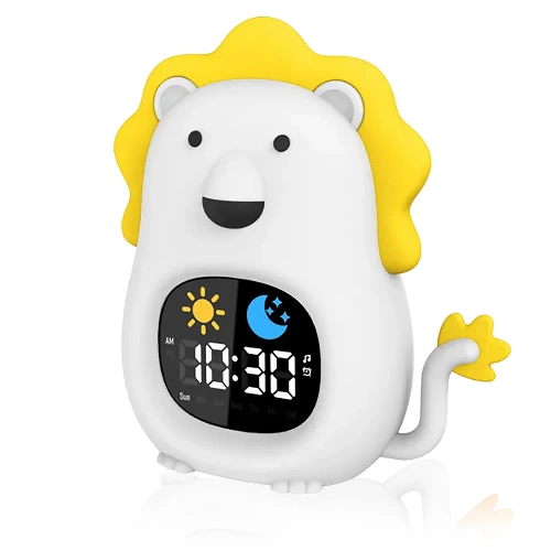 LED-Kinderwecker mit Nachtlicht und weißem Rauschen – Farbiges Licht, Alarm, Sonnenaufgangssimulation | Nachtlicht mit eingebautem Akku | JL-822