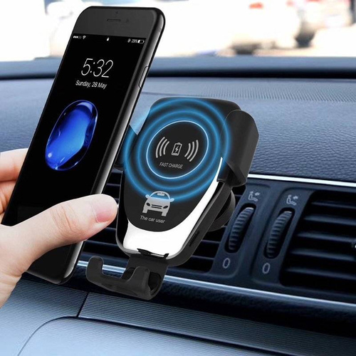 Kfz-Halterung mit Schwerkraftmechanismus | Induktive Ladegerät Fast Charge 10 W | schwarz | Q006-Black