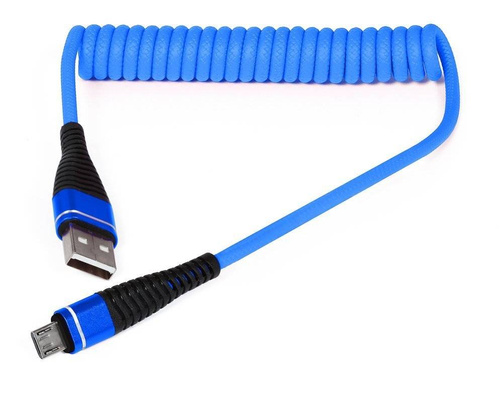 Micro USB 1M | Spiralkabel USB zum Aufladen des Telefons | Quick Charge 3.0 2.4A | AM32