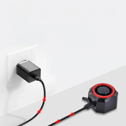 Intelligentes Fahrradrücklicht mit Alarm | 4-in-1 LED-Fahrradalarm | Bremslicht mit Hupe 110 dB | BBL-A6