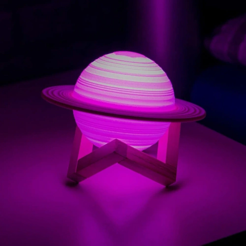 Tischlampe in Form von Saturn | Nachtlicht mit RGB-Fernbedienung | Farbwechselnde Kinderlampe | XK-D13