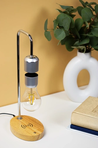 Schwebende magnetische Lampe | LED-Lampe mit induktivem Ladegerät | Nachtlicht | HX-S007R1-SILVER