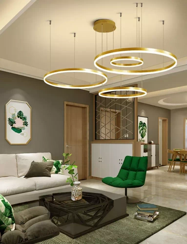 LED-Pendelleuchte, mehrteilig, modern | 136 W | gold | RLK-C04-136W-G