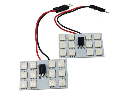 RGB-LED-Panel-Kit | 2 LED-Panels 12 SMD 5050 RGB | Farbfernbedienung | C5W- und W5W-Adapter