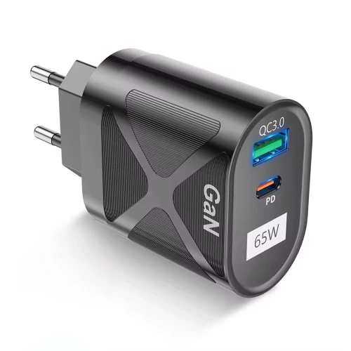Schnellladegerät Netzteil 65W mit USB- und PD 3.0-Anschlüssen (USB-C) | BK-389-GAN