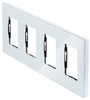 Vierfach-Rahmen-Set + 4x Schuko-Steckdose mit Erdung 230V | Gehärtetes Glas | Weiß | SC80-4