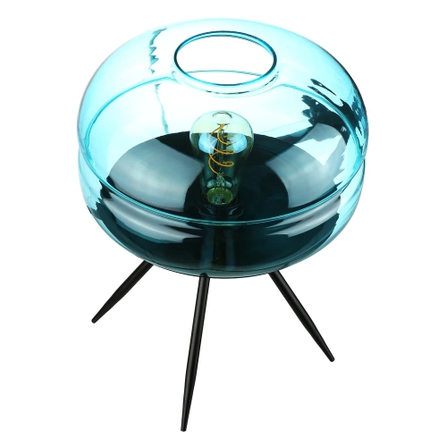 Stilvolle Nachttischlampe mit Glaslampenschirm | Moderne Glas-Tischlampe | BH-233-BLUE