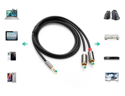 Kabel Jack <> 2x RCA (Chinch) | vergoldete Anschlüsse | HQ | AC-3-3M-Silver