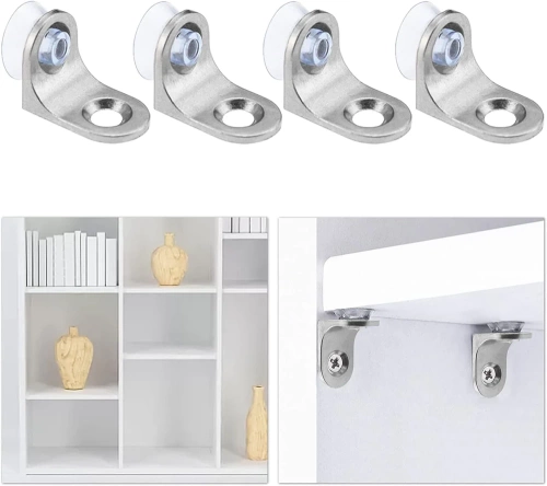 Regalhalterung | Glasregalstützen | Set mit 10 Stück Regalstützen | FB-A15-SILVER