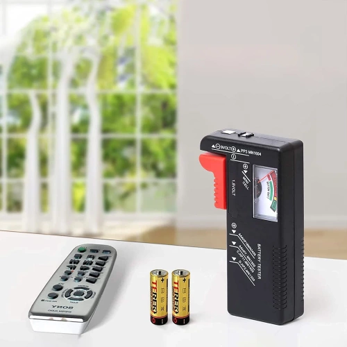 Batterietester | analoges Voltmeter | universeller Tester für Batterien und Akkus | schwarz | BT-168-BLACK