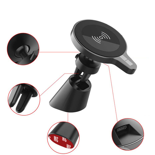 Kfz-Magnet-Handyhalterung mit induktiver Ladefunktion | Qi, MagSafe, 15 W | für Lüftungsgitter oder Armaturenbrett | WH-10C